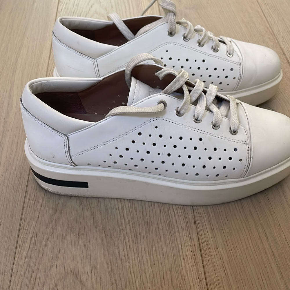 Paolo white platform sneakers, size 10